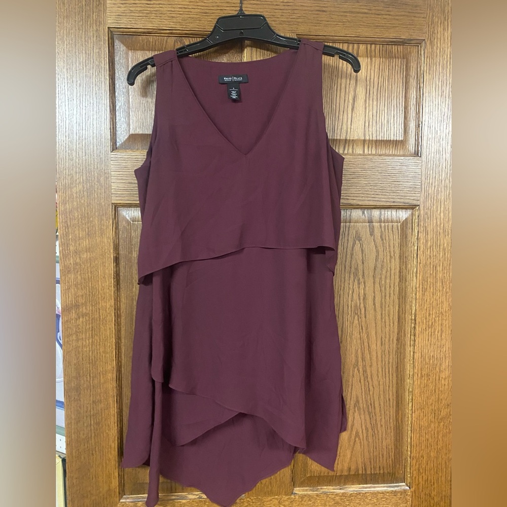 White House Black Market Deep Plum Layered Top - Size Small